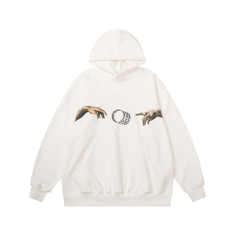 Men's Creative Printing Fleece Hooded Sweatshirt