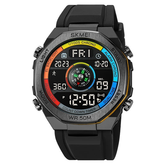 Electronic Watch Men's Compass Student Outdoor Sports Trend Luminous Alarm Clock