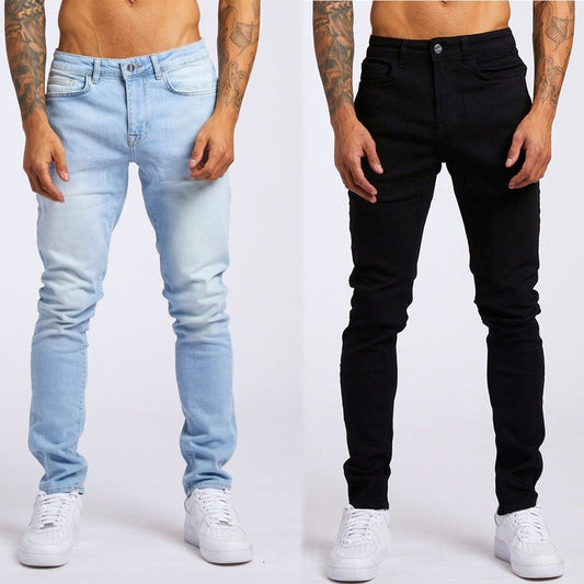 Slim-fitting Mid-waist Denim Micro-elastic Skinny Pants Men