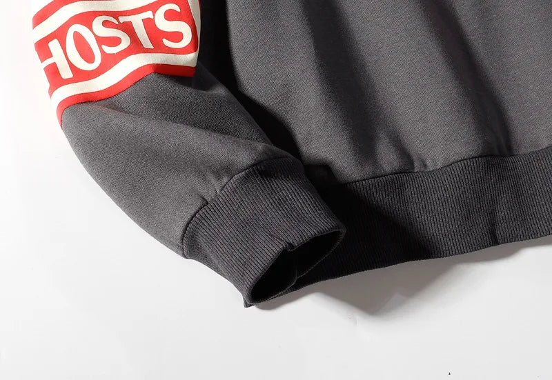 Graffiti Letter Foam Fleece Baggy Sweatshirts Men's Oversized High Street Casual Hooded Hoodie Unisex Pullover Loose Hoody