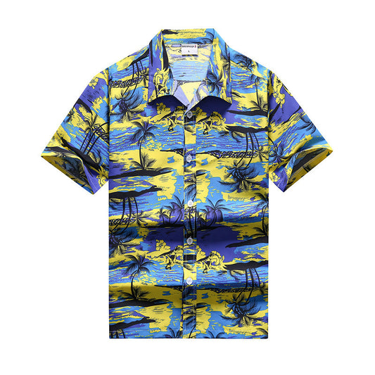 Loose Men's Beach Hawaii Printed Shirt