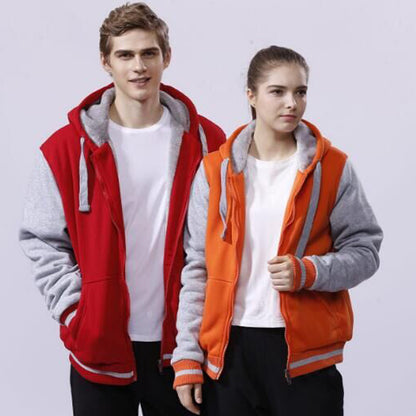 European Size European And American Men's And Women's Couple Hooded Cardigan Warm Fashion Simple Fleece Padded Coat