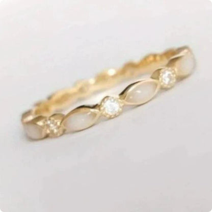 Oval Gemstone Inlaid Alloy Open Adjustable Ring