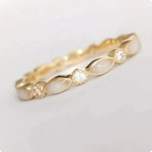 Oval Gemstone Inlaid Alloy Open Adjustable Ring