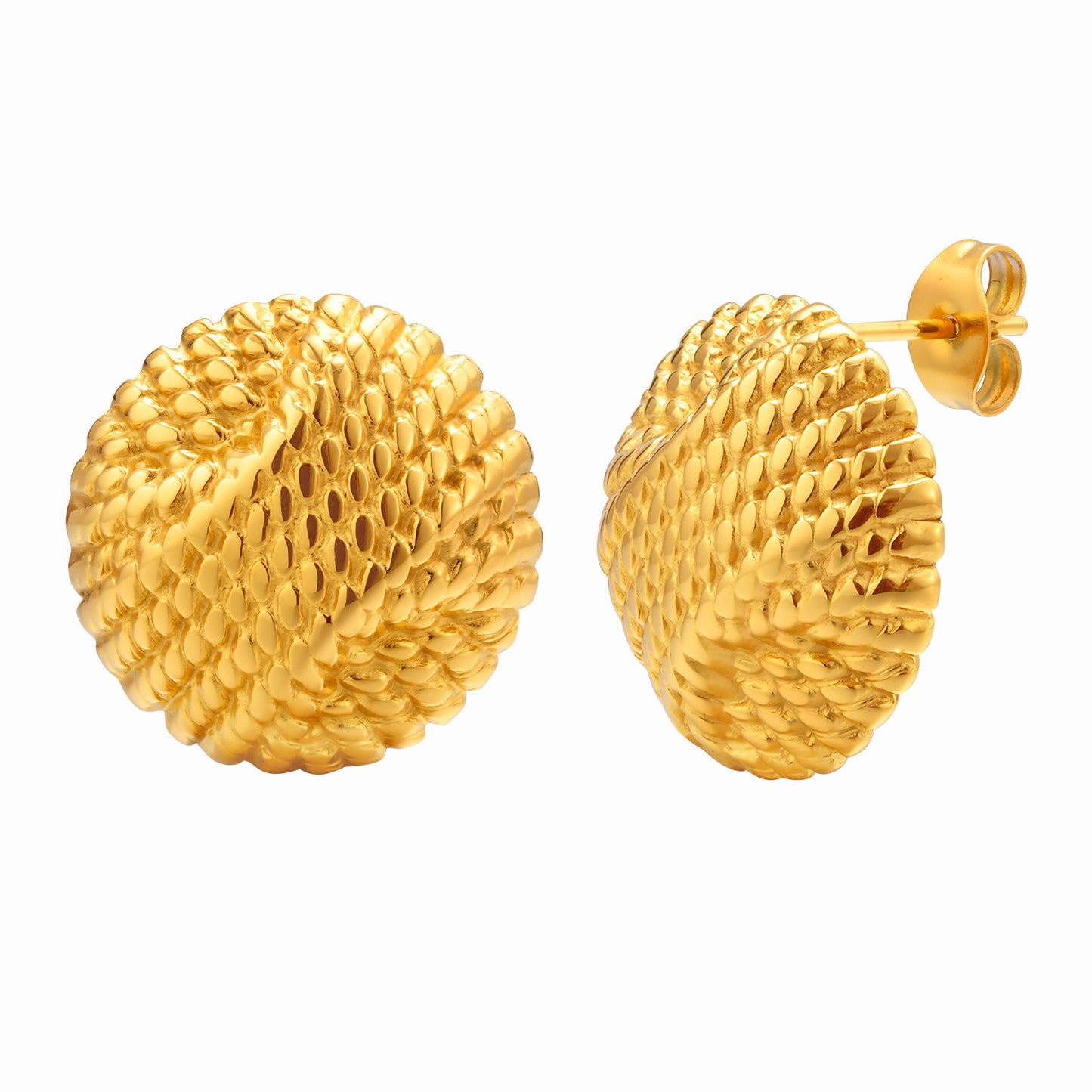 Stainless Steel Embossed Round Gold Fashion Popular Earrings