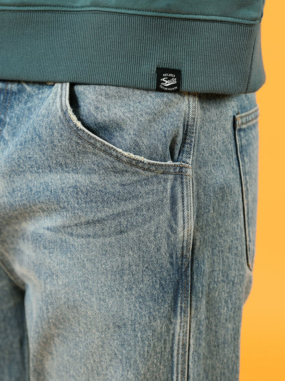 Men's washed cropped jeans