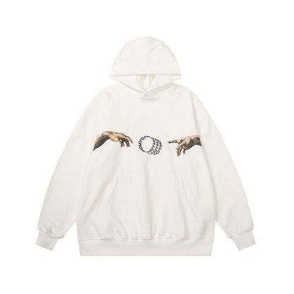 Men's Creative Printing Fleece Hooded Sweatshirt