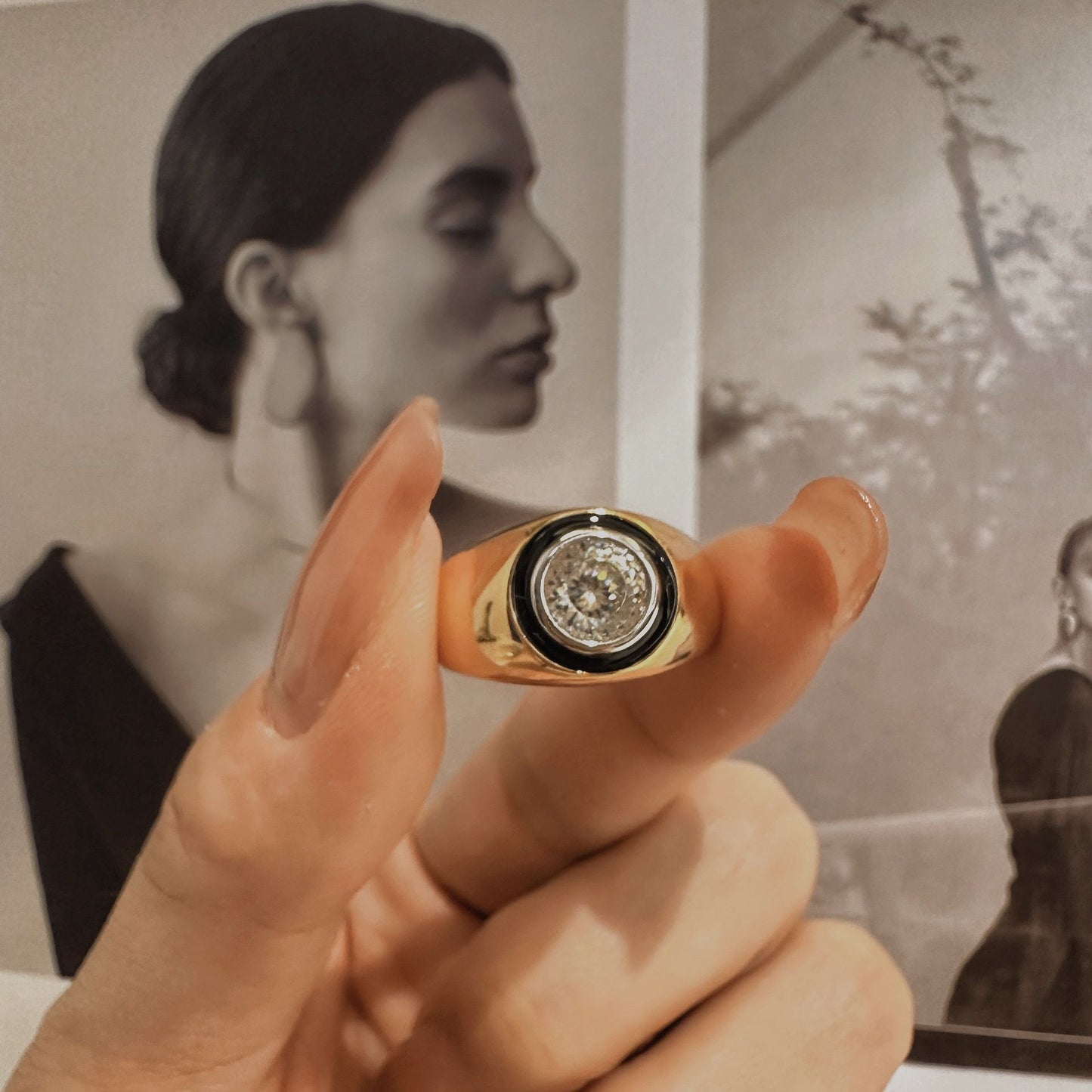 Starry Sky Loose Diamond Love Texture Rhinestone Wide Ring Design Sense Adjustable