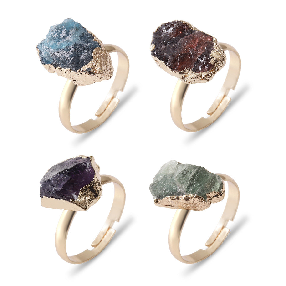 Natural Crystal Ring Rough Stone Gold-plated Open