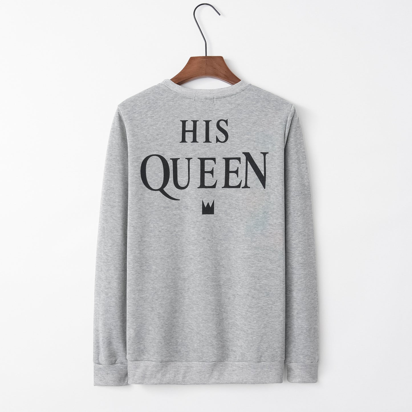 English Alphabet King Queen Crewneck Couple Hoodie