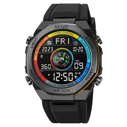 Electronic Watch Men's Compass Student Outdoor Sports Trend Luminous Alarm Clock