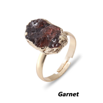 Natural Crystal Ring Rough Stone Gold-plated Open