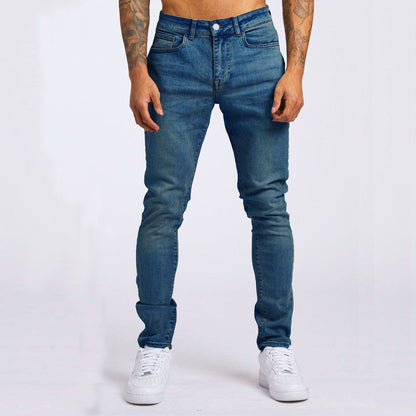 Slim-fitting Mid-waist Denim Micro-elastic Skinny Pants Men
