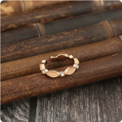 Oval Gemstone Inlaid Alloy Open Adjustable Ring