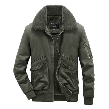 Men's Winter Lambskin Cotton-padded Jacket Casual Fleece And Thick Coat