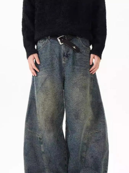 American Retro Distressed Deconstructed Washed Machete Jeans For Men And Women