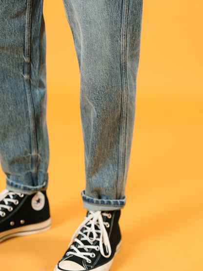 Men's washed cropped jeans