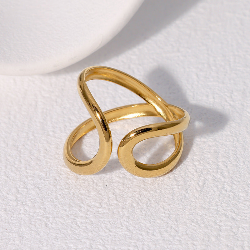 Geometric Asymmetric Minimalistic Personalized Advanced Sense Gold-plated Open Ring