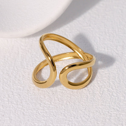 Geometric Asymmetric Minimalistic Personalized Advanced Sense Gold-plated Open Ring