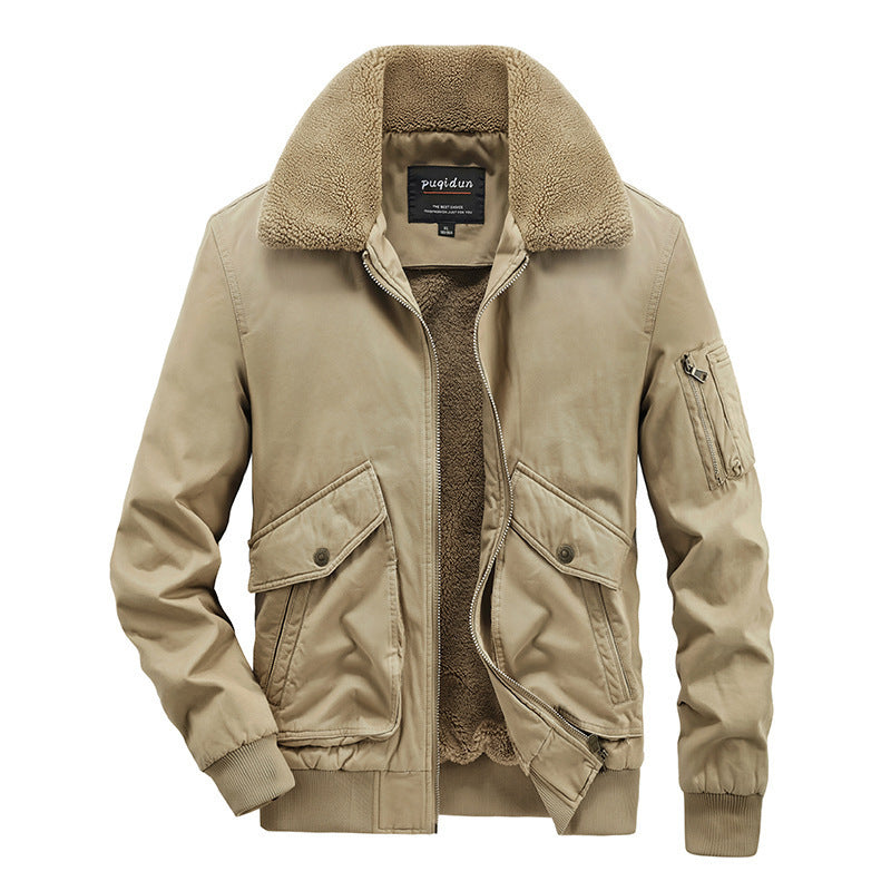 Men's Winter Lambskin Cotton-padded Jacket Casual Fleece And Thick Coat