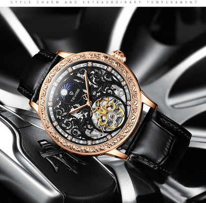 Business Casual Waterproof Hollow Out Men's Mechanical Watch