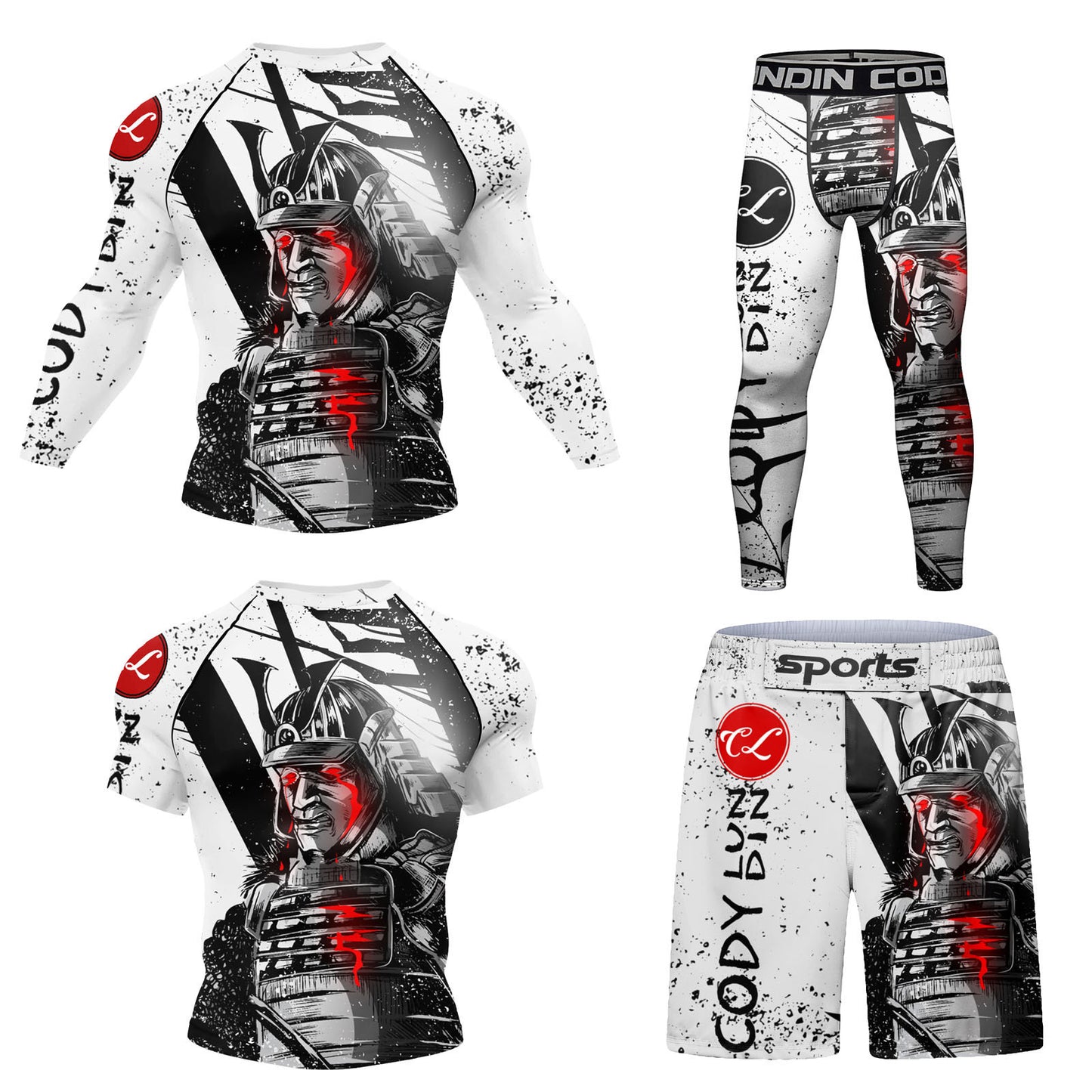 Men's Digital Printing Fitness Quick-drying Stretch Clothes Casual Four-piece Suit