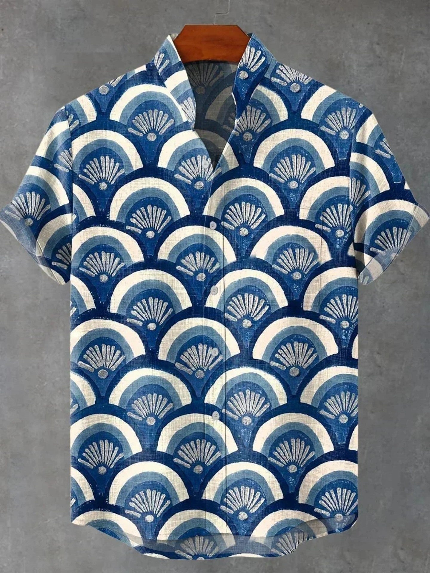 Stand Collar Fashion Trend Casual Cool All-match Short-sleeved Shirt Men