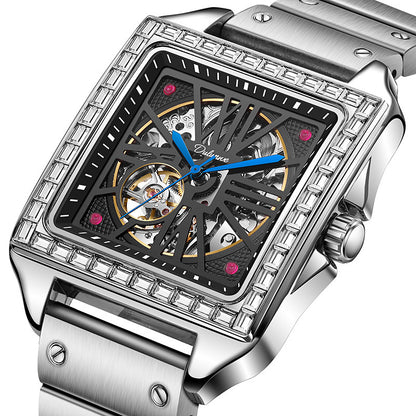 New Square Diamond-studded Design Automatic Watch