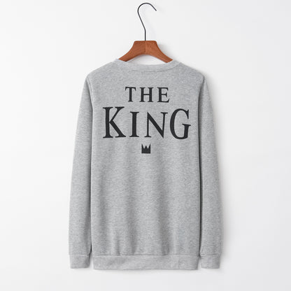English Alphabet King Queen Crewneck Couple Hoodie