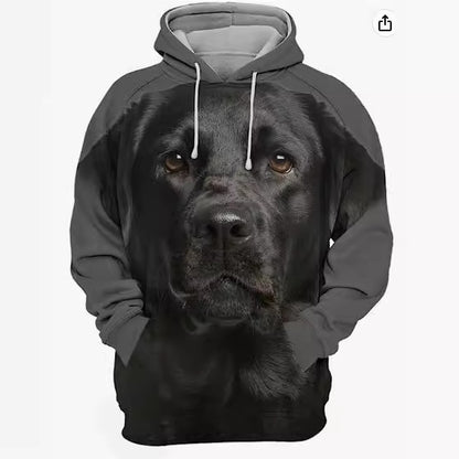 Men's Thermal Transfer 3D Dog Hoodie Coat