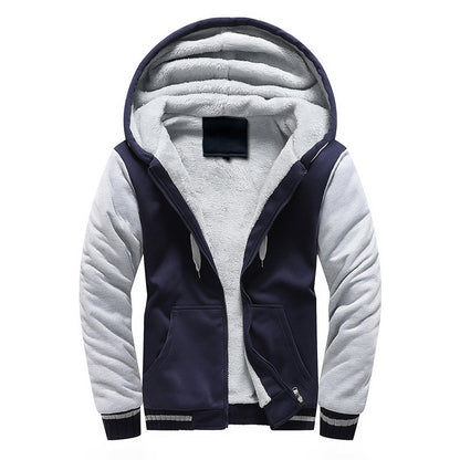 European Size European And American Men's And Women's Couple Hooded Cardigan Warm Fashion Simple Fleece Padded Coat