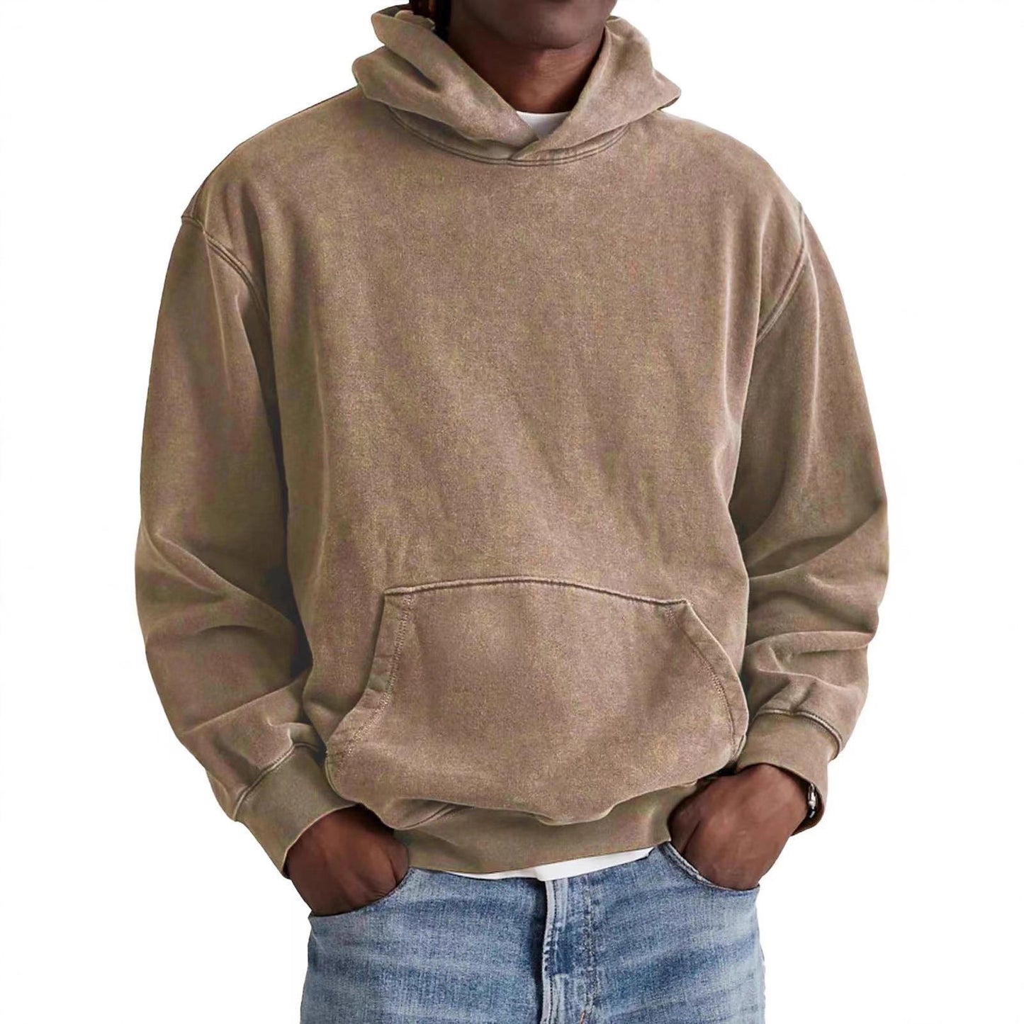 Men's Round Neck American Retro Casual Hooded Sweatshirt