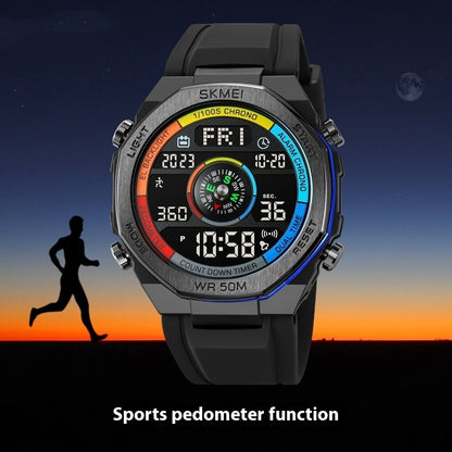 Electronic Watch Men's Compass Student Outdoor Sports Trend Luminous Alarm Clock