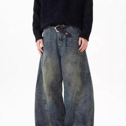 American Retro Distressed Deconstructed Washed Machete Jeans For Men And Women