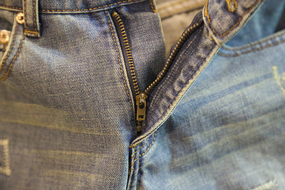 Cropped jeans ripped pants