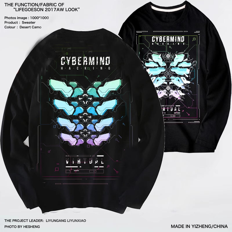 Dark National Trend Functional StyleLong Sleeved T Shirt