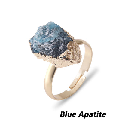 Natural Crystal Ring Rough Stone Gold-plated Open