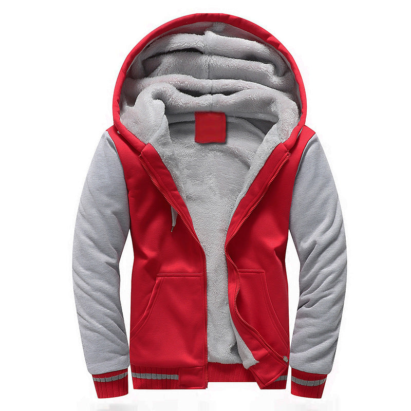 European Size European And American Men's And Women's Couple Hooded Cardigan Warm Fashion Simple Fleece Padded Coat