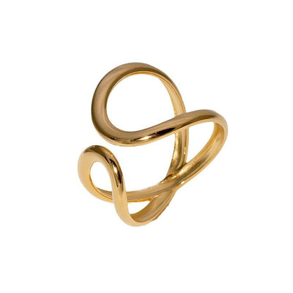 Geometric Asymmetric Minimalistic Personalized Advanced Sense Gold-plated Open Ring