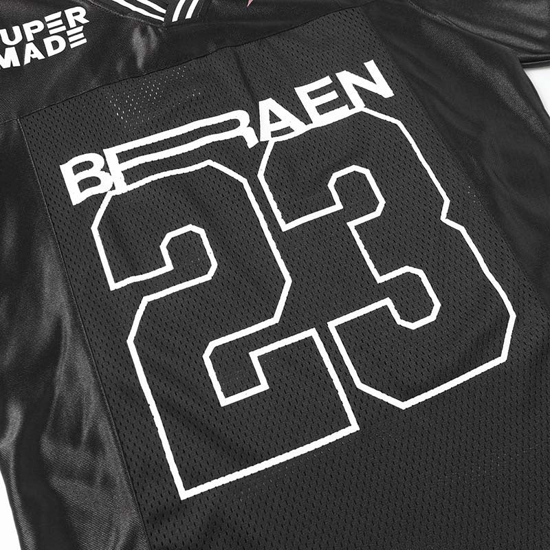 High Street Alphanumeric Printing V-neck Patchwork Short Sleeve