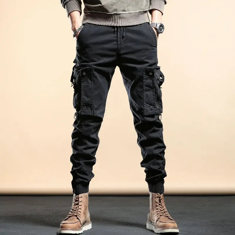 Khaki Biker Multipockets Autumn Motorcycle Cargo Pants for Men Multi Pocket Trousers Man Loose Large Size Cheapest Long Nylon
