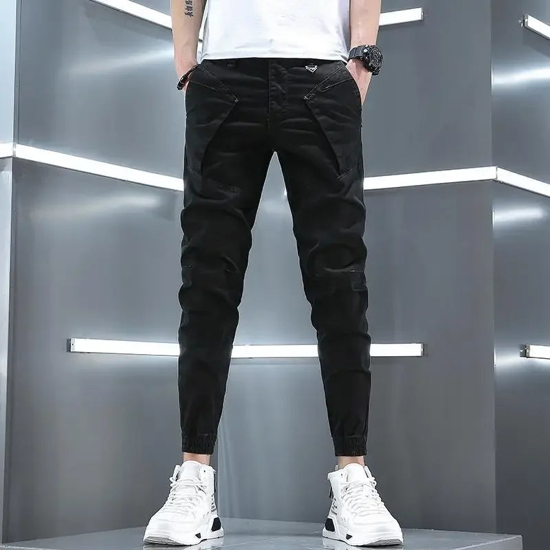 Stretch Slim Men's Cargo Pants Skinny Male Trousers Cotton Y2k Vintage Luxury Fashion Harajuku Korean Style Techwear Cheap Baggy