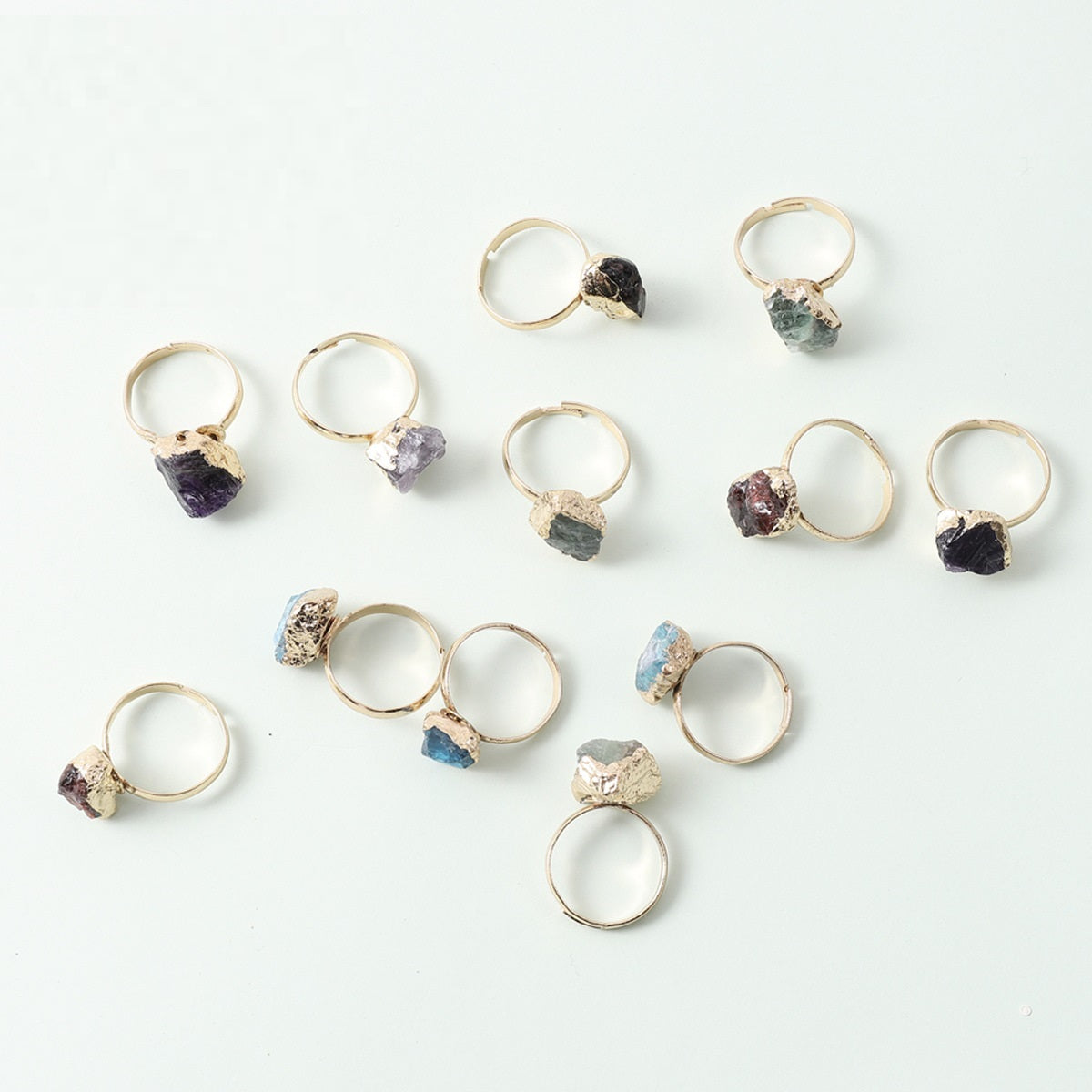Natural Crystal Ring Rough Stone Gold-plated Open