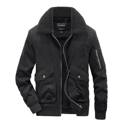 Men's Winter Lambskin Cotton-padded Jacket Casual Fleece And Thick Coat