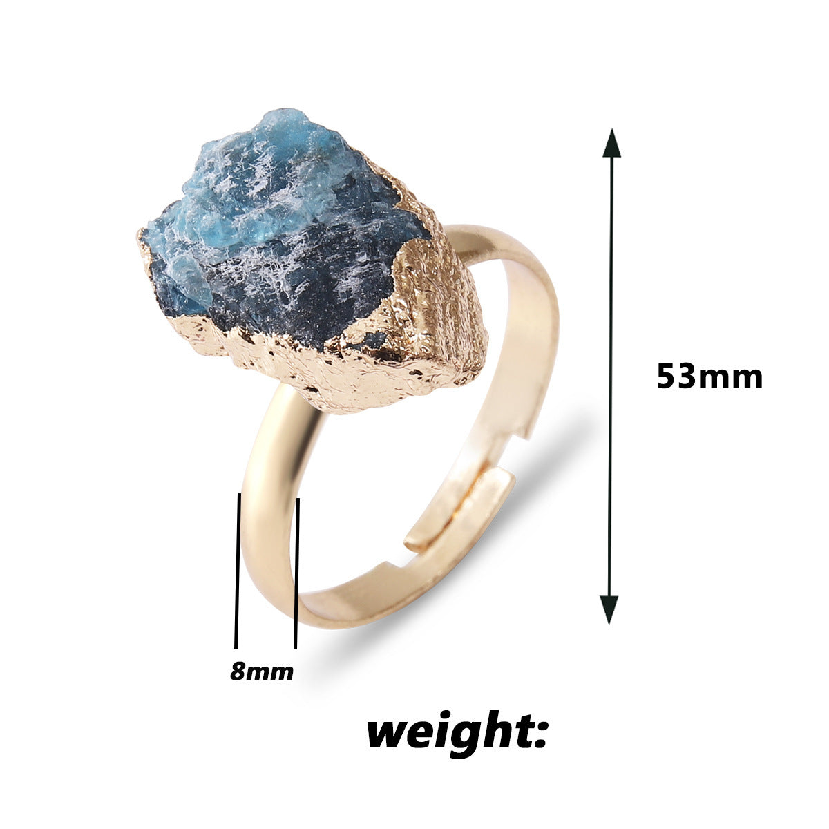 Natural Crystal Ring Rough Stone Gold-plated Open