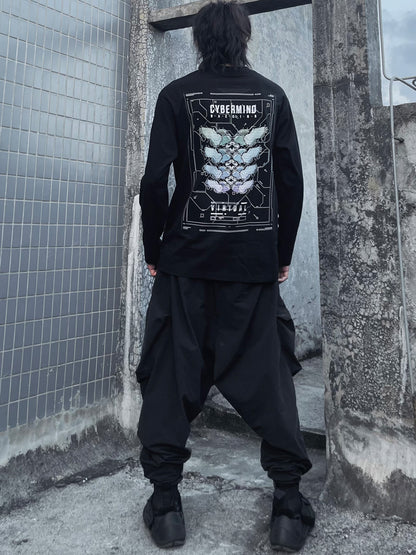 Dark National Trend Functional StyleLong Sleeved T Shirt