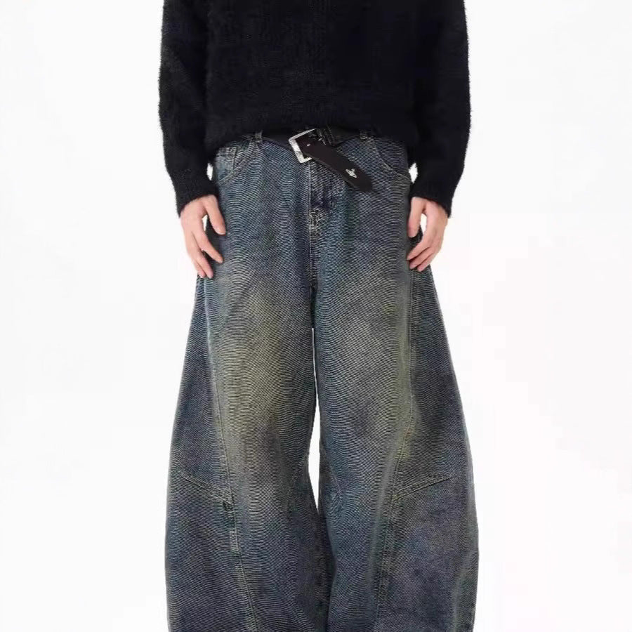 American Retro Distressed Deconstructed Washed Machete Jeans For Men And Women