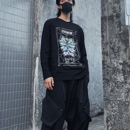 Dark National Trend Functional StyleLong Sleeved T Shirt