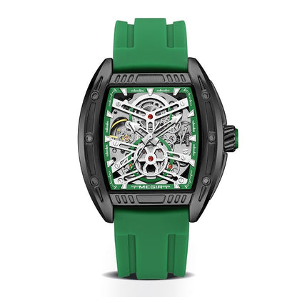 Men's Wine Barrel Type Mechanical Watch Silicone Tape