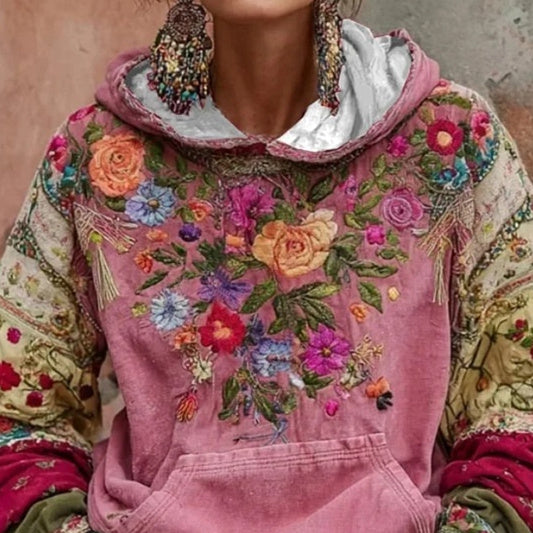 Even Shirt Trendy Japanese Ethnic Style Cherry Blossom Print Loose Autumn And Winter